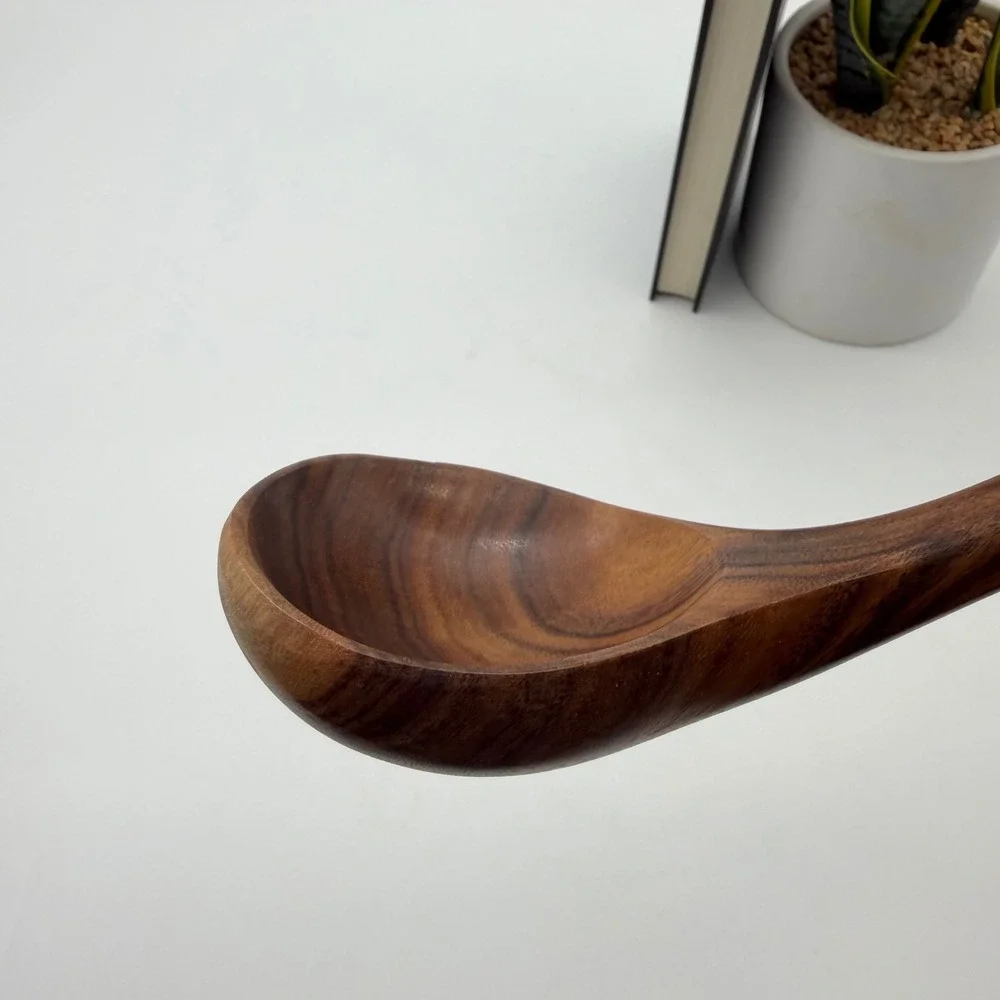 Handcrafted Acacia Wood Serving Soup Stew Serving Utensil Ladle w Hanging Hole